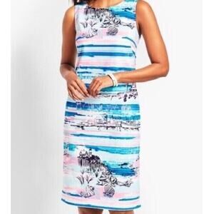 Talbots Seaside Harbor Sheath Sleeveless Dress Pink Blue White Beach Size 2